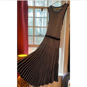 Anne Klein Black and White Striped Midi Dress